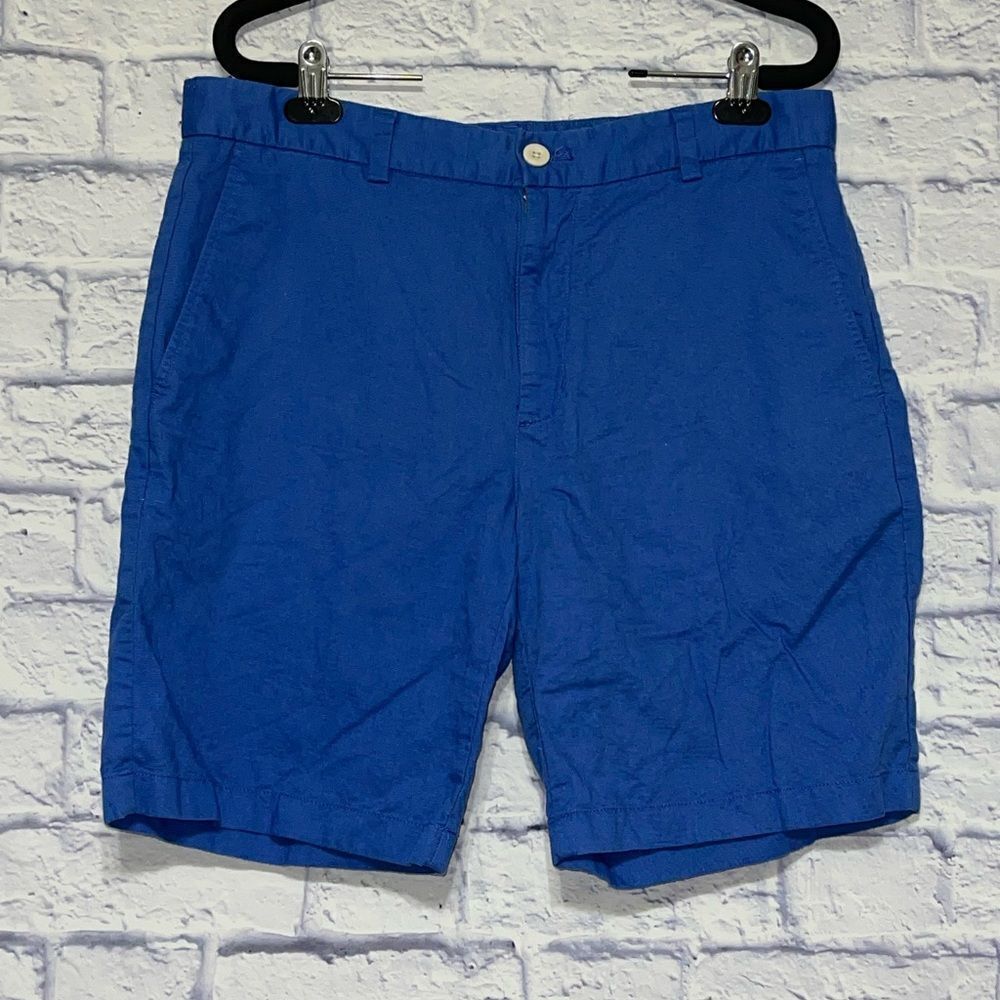Vineyard Vines Mens Chino Shorts Size 32 Club Blue Linen Blend Flat Front
